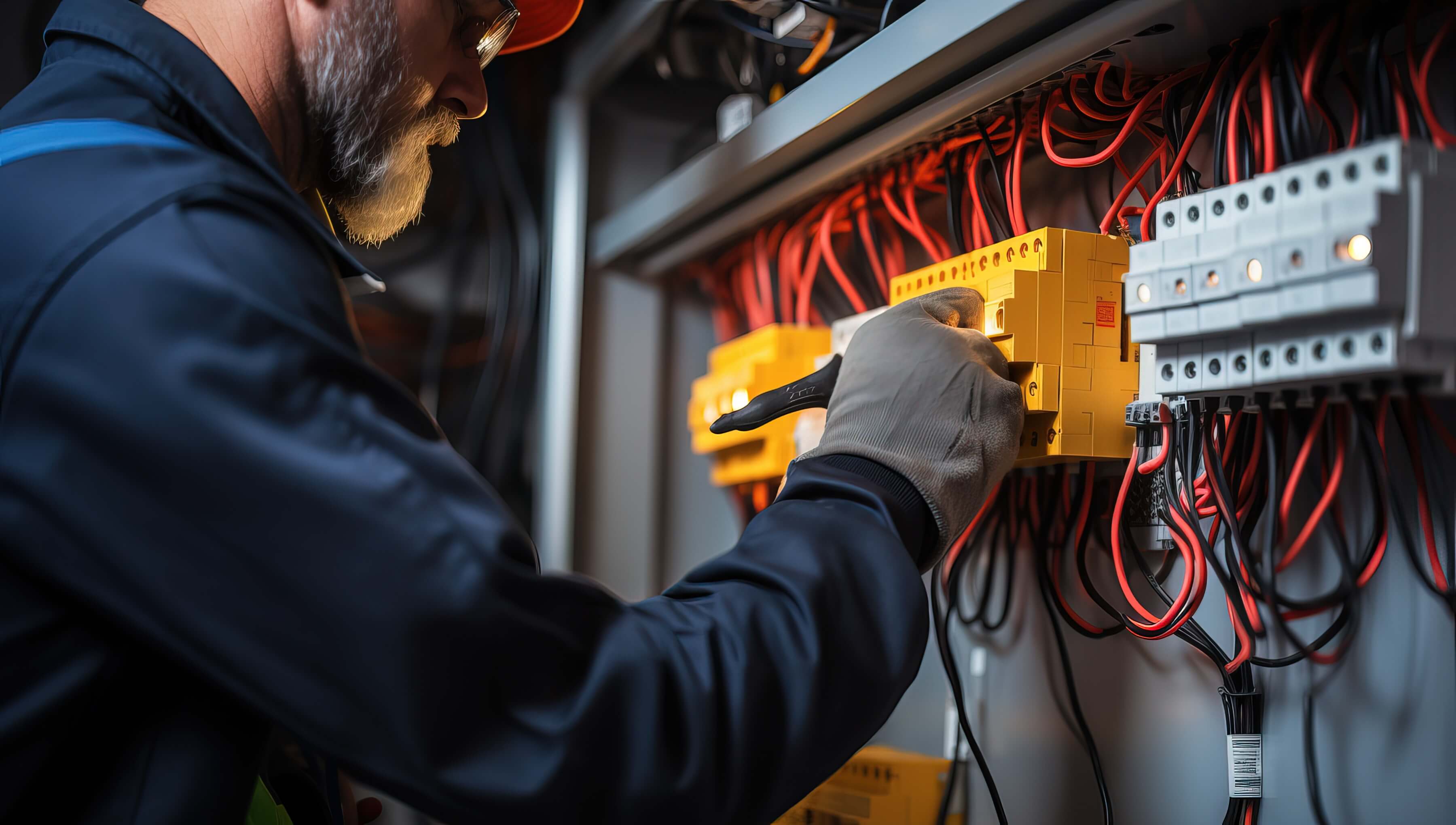 Electrician servicing consumer unit in wimbledon